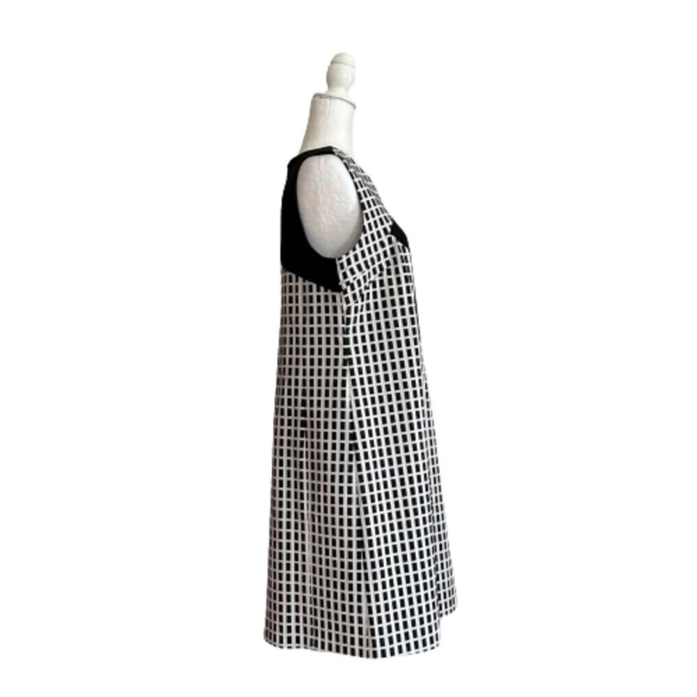 Halogen Dress Black White Checked Crew Neck Sleeveless Business Casual Small NEW - Picture 4 of 11
